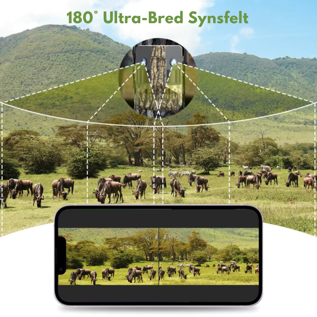 Dobbel linse 4G Viltkamera - m/ Solcelle & Batteri & APP